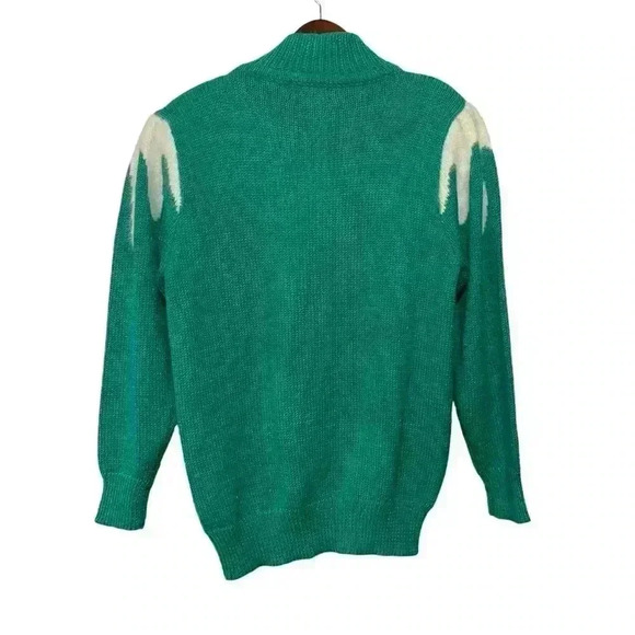 Vintage 1980s Angenie Angora Blend Textured Sweater Women L Green EUC 😍 - Picture 3 of 7